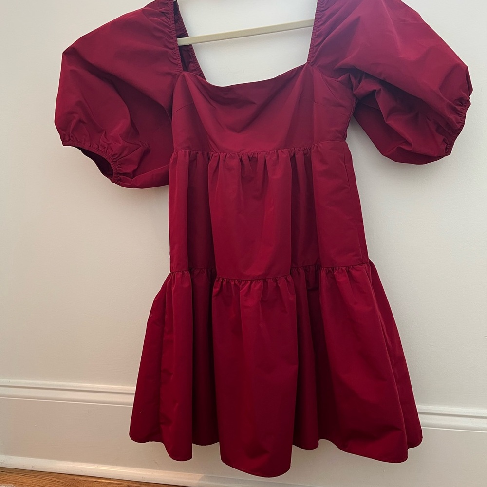 Amanda Uprichard Red Puff Sleeve babydoll Dress